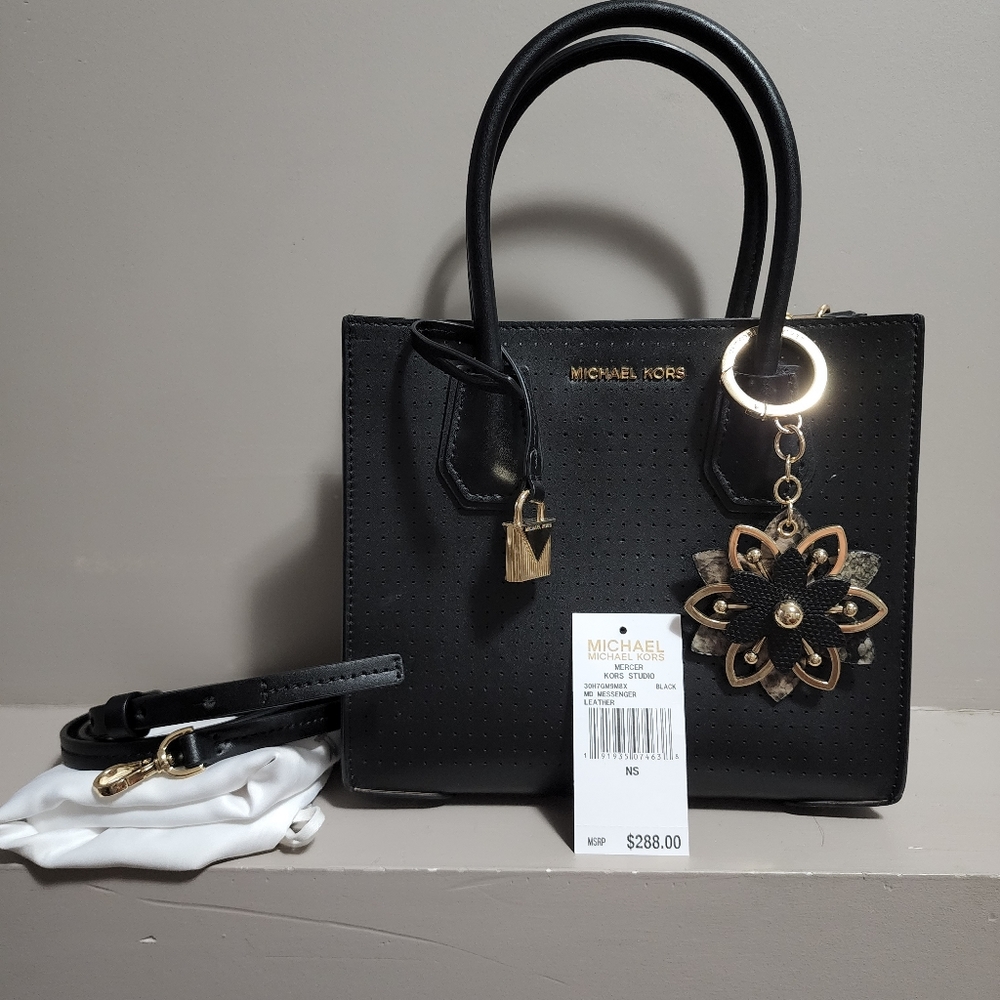 Michael Kors Perforated Mercer Bag in Black